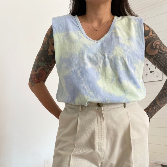Blank NYC Tops - Blank NYC tie dye shoulder pad tee